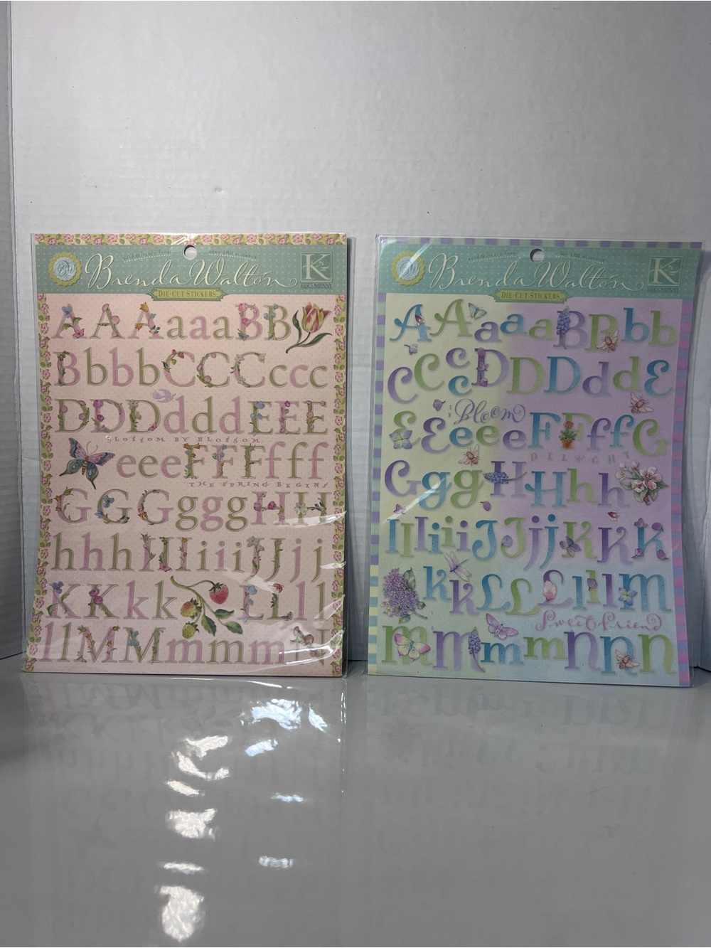 Brenda Walton K&Company Die Cut Alphabet Stickers Lot 6 Vintage Scrapbook Floral